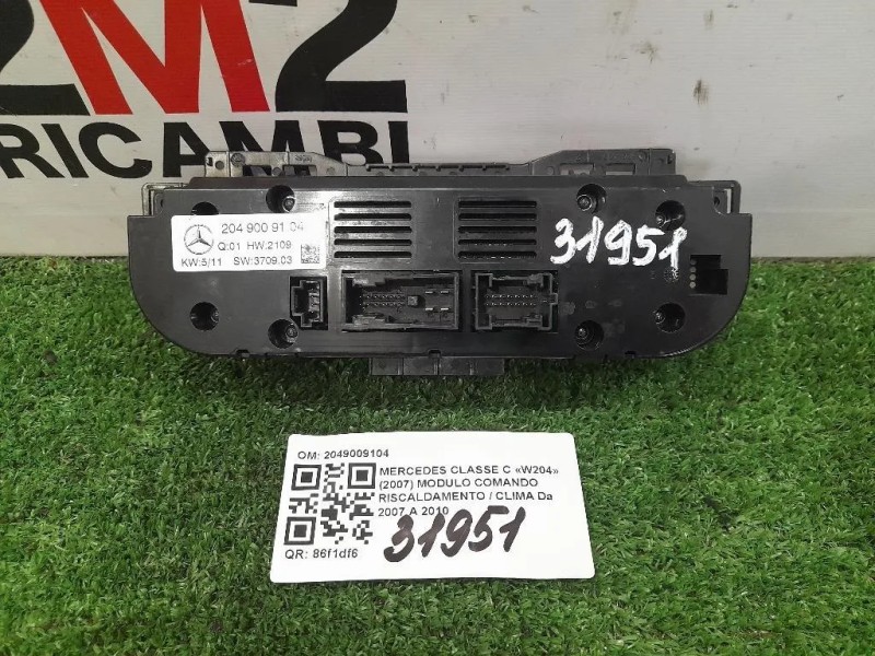 Modulo Comando Riscaldamento Clima 2049009104 Mercedes Classe C W204 2007
