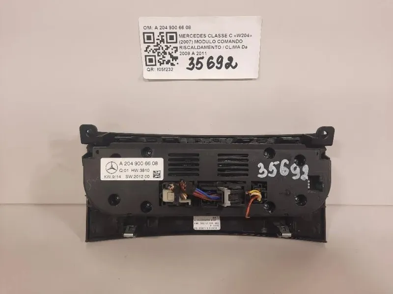 Modulo Comando Riscaldamento Clima A 204 900 66 08 Mercedes Classe C W204 2007