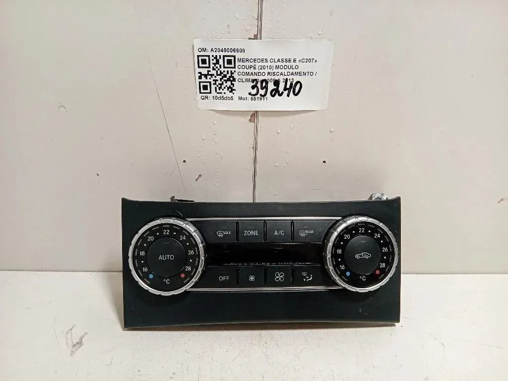 Modulo Comando Riscaldamento Clima A2049006608 Mercedes Classe E C207 Coupé 2010