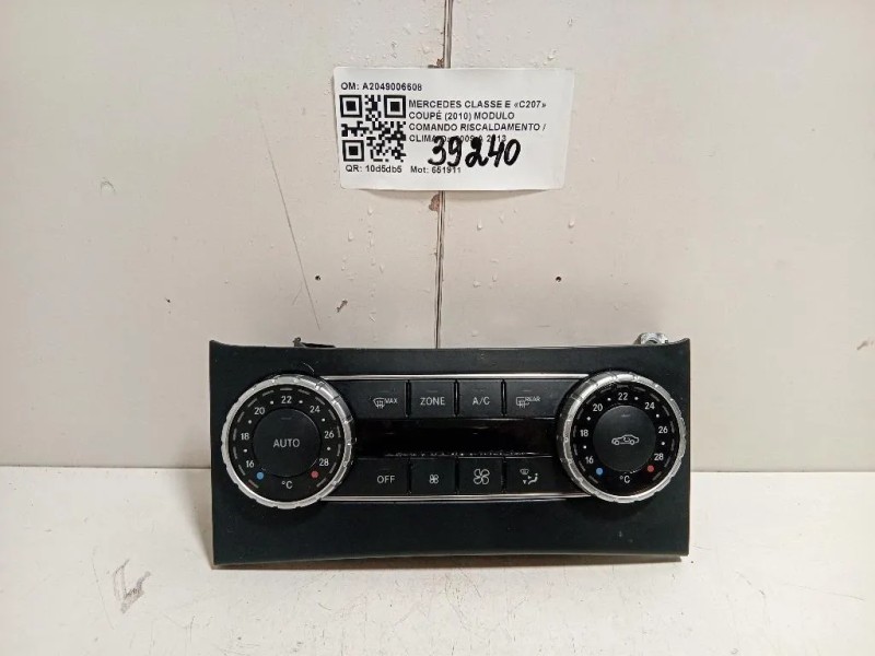 Modulo Comando Riscaldamento Clima A2049006608 Mercedes Classe E C207 Coupé 2010