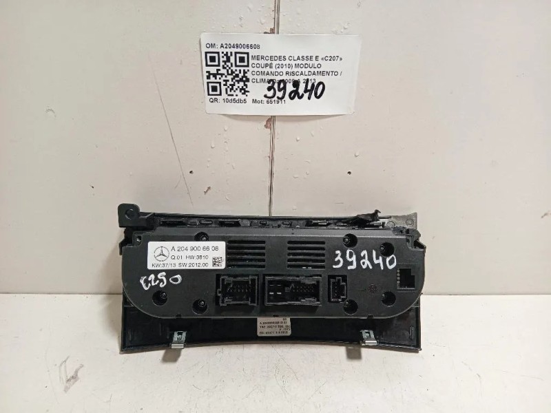 Modulo Comando Riscaldamento Clima A2049006608 Mercedes Classe E C207 Coupé 2010