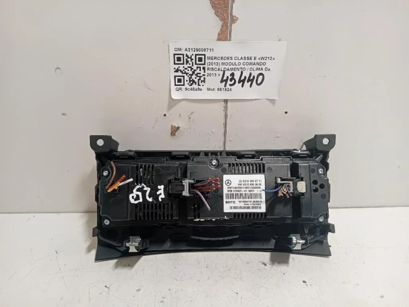 Modulo Comando Riscaldamento Clima A2129008711 Mercedes Classe E W212 2013
