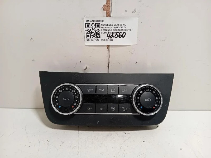 Modulo Comando Riscaldamento Clima A1669006908 Mercedes Classe ML W166 2012