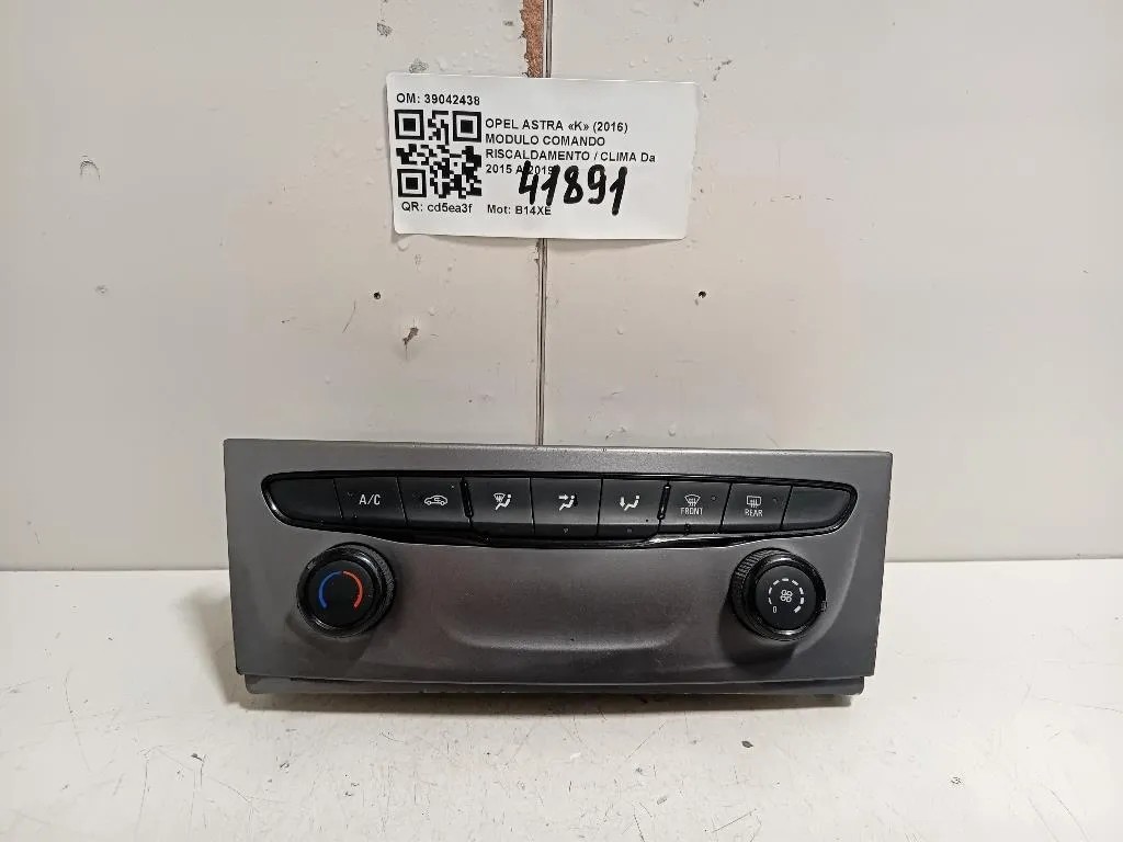 Modulo Comando Riscaldamento Clima 39042438 Opel Astra K 2016