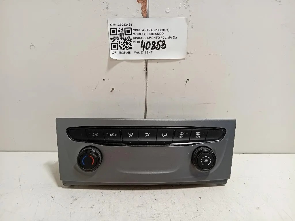 Modulo Comando Riscaldamento Clima 39042438 Opel Astra K 2016