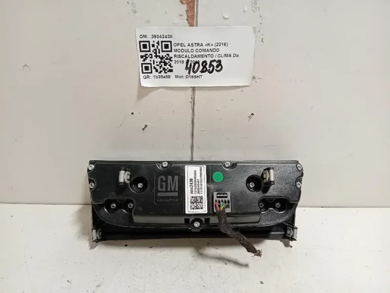 Modulo Comando Riscaldamento Clima 39042438 Opel Astra K 2016