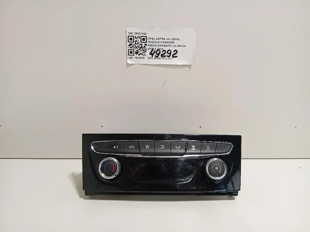 Modulo Comando Riscaldamento Clima 39021426 Opel Astra K 2016