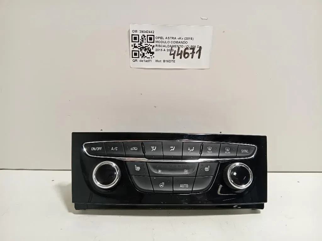 Modulo Comando Riscaldamento Clima 39042442 Opel Astra K 2016