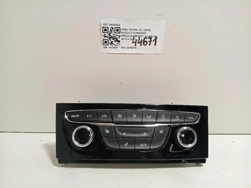 Modulo Comando Riscaldamento Clima 39042442 Opel Astra K 2016