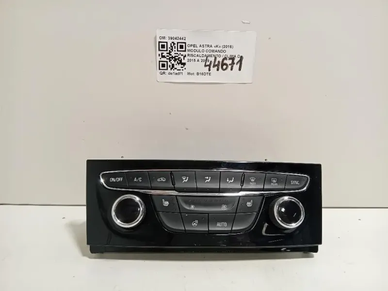 Modulo Comando Riscaldamento Clima 39042442 Opel Astra K 2016