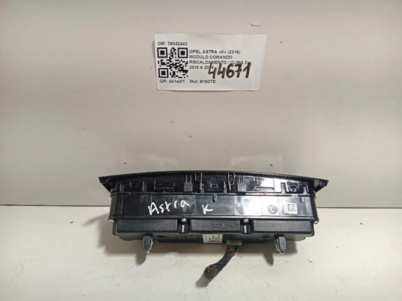 Modulo Comando Riscaldamento Clima 39042442 Opel Astra K 2016