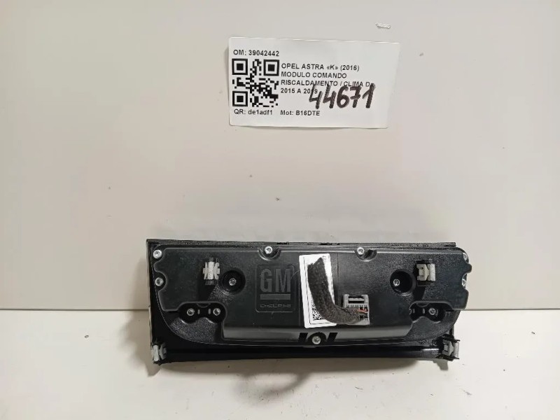 Modulo Comando Riscaldamento Clima 39042442 Opel Astra K 2016
