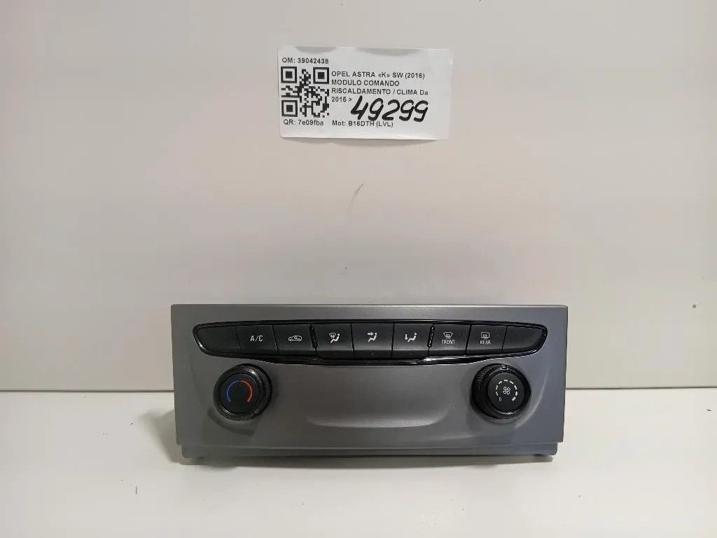 Modulo Comando Riscaldamento Clima 39042438 Opel Astra K SW 2016