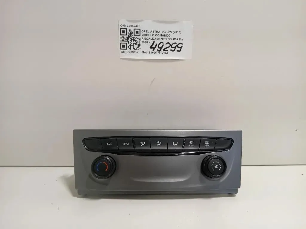 Modulo Comando Riscaldamento Clima 39042438 Opel Astra K SW 2016