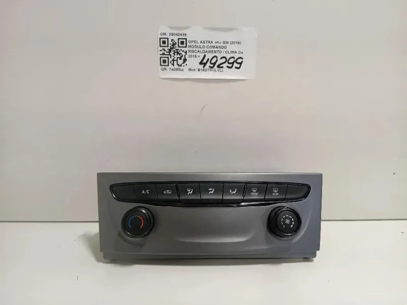 Modulo Comando Riscaldamento Clima 39042438 Opel Astra K SW 2016
