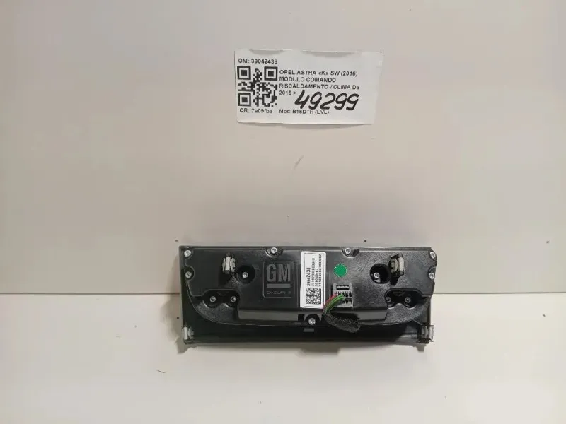 Modulo Comando Riscaldamento Clima 39042438 Opel Astra K SW 2016