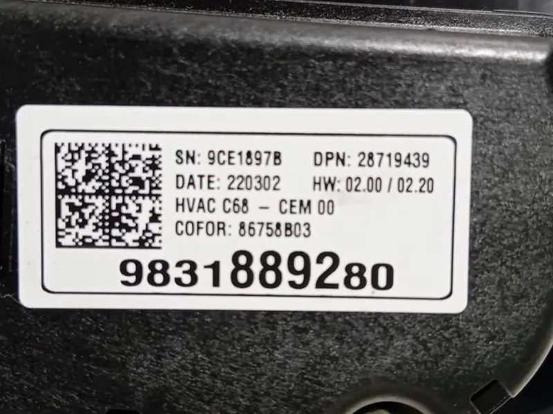 Modulo Comando Riscaldamento Clima 9831889280 Opel Corsa E 2014