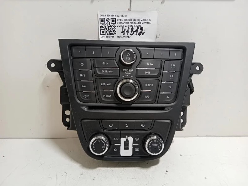 Modulo Comando Riscaldamento Clima 95363963 20765757 Opel Mokka 2013
