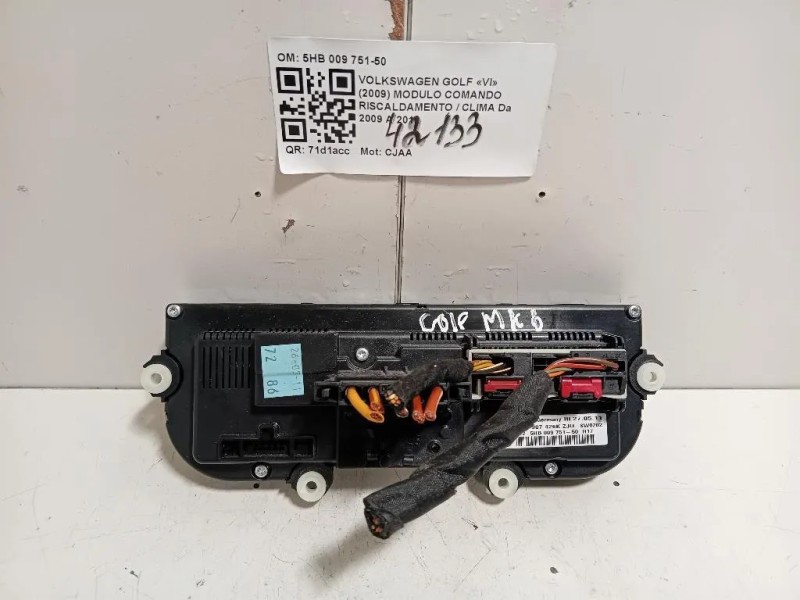 Modulo Comando Riscaldamento Clima 5HB 009 751-50 Volkswagen GOLF VI 2009