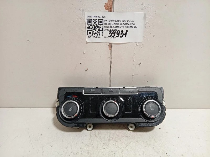 Modulo Comando Riscaldamento Clima 7N0 907426 Volkswagen GOLF VI 2009