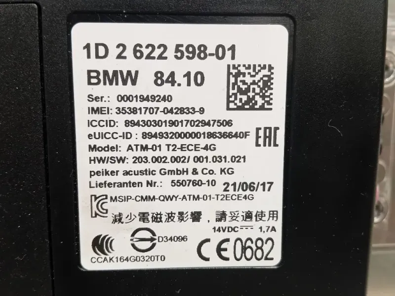 Modulo Telematico 262259801 Bmw Serie 1 F20 Berlina 2015