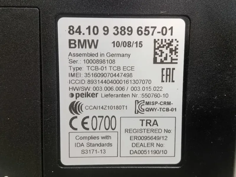 Modulo Telematico 84109389657-01 Bmw Serie 1 F20 Berlina 2015