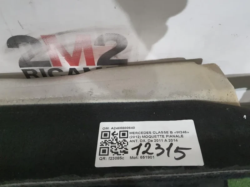 Moquette Pianale ANT DX A2466800640 Mercedes Classe B W246 2012