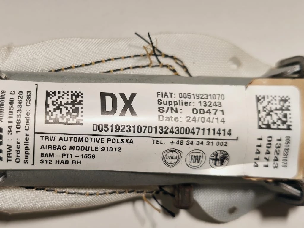 Air-bag A Tendina DX 00519231070 Fiat 500 II 2008