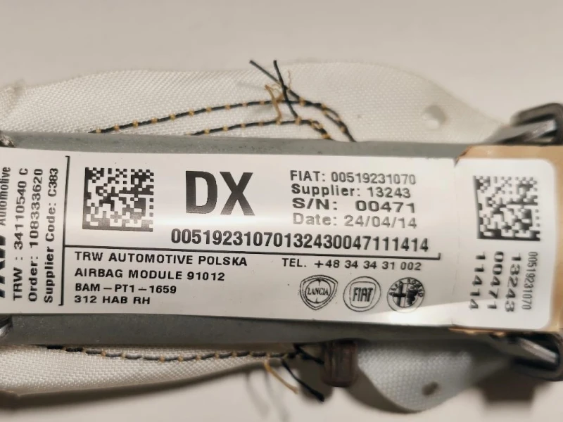 Air-bag A Tendina DX 00519231070 Fiat 500 II 2008