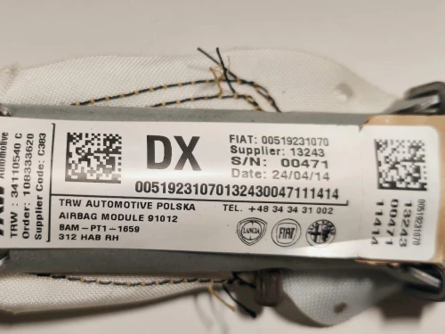 Air-bag A Tendina DX 00519231070 Fiat 500 II 2008