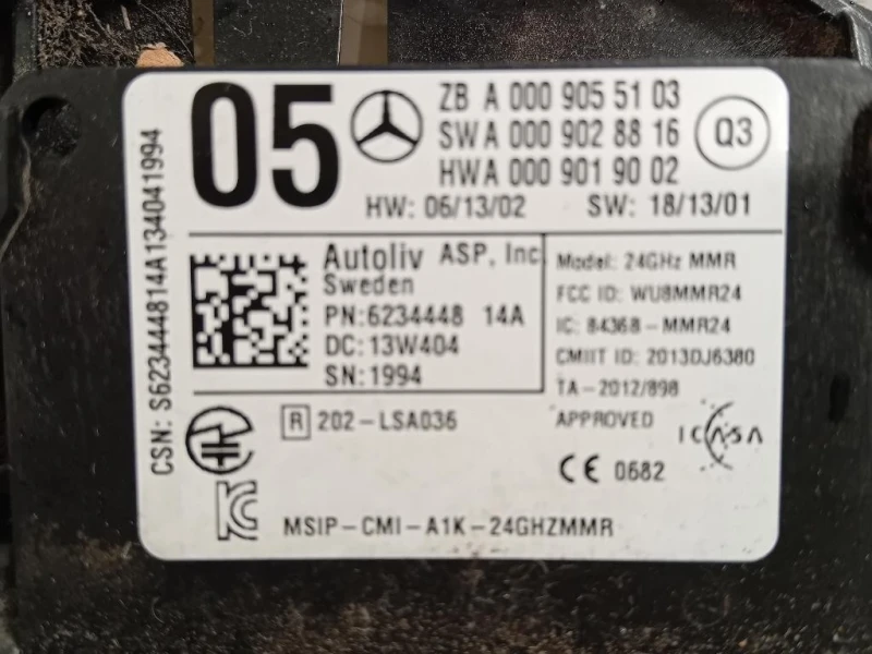 Sensore Radar Distronic ACC A0009055103 Mercedes Classe B W246 2012