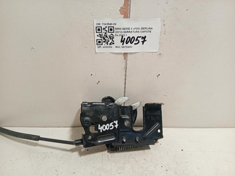 Serratura Capote 7242548-09 Bmw Serie 3 F30 Berlina 2012