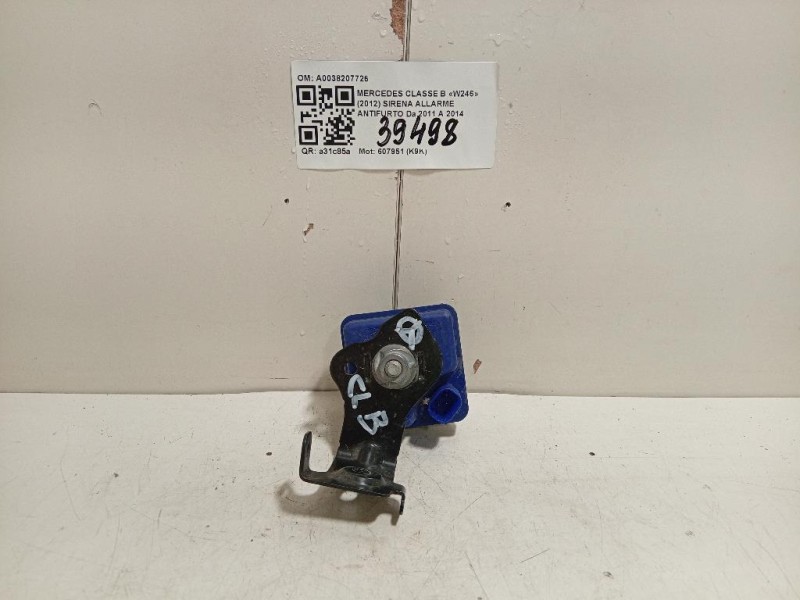 Sirena Allarme Antifurto A0038207726 Mercedes Classe B W246 2012