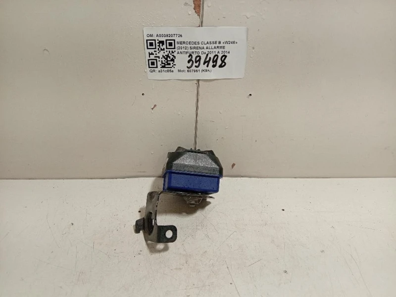 Sirena Allarme Antifurto A0038207726 Mercedes Classe B W246 2012