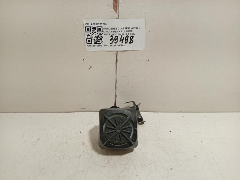 Sirena Allarme Antifurto A0038207726 Mercedes Classe B W246 2012