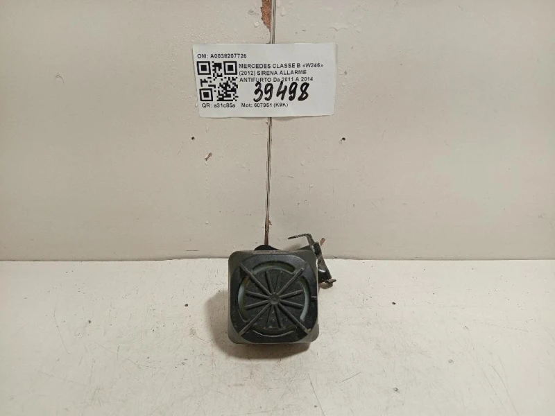 Sirena Allarme Antifurto A0038207726 Mercedes Classe B W246 2012