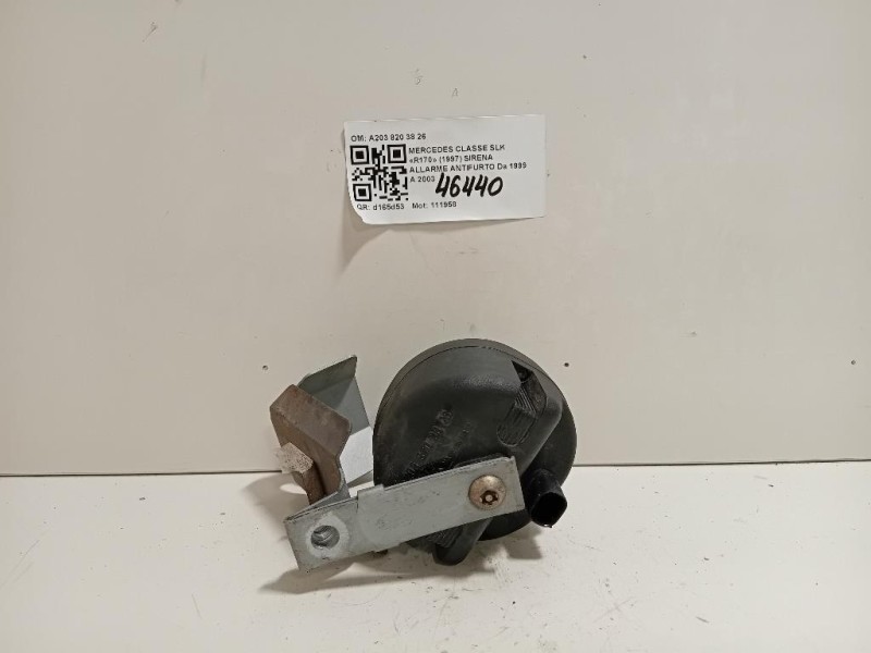 Sirena Allarme Antifurto A203 820 38 26 Mercedes Classe SLK R170 1997