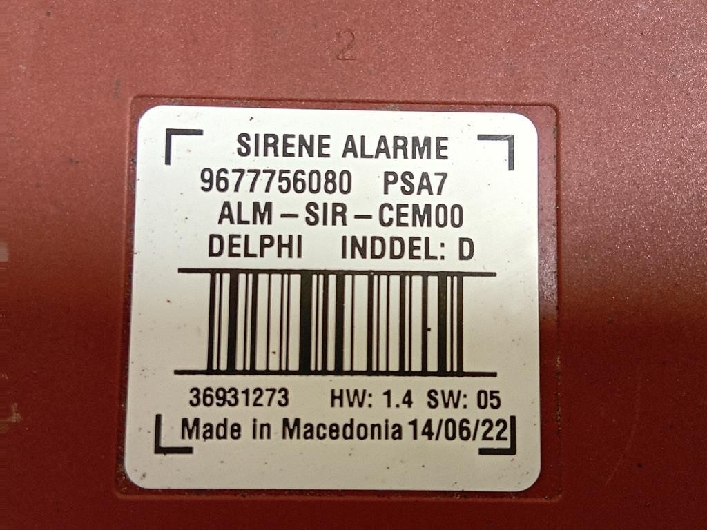 Sirena Allarme Antifurto 9677756080 Opel Mokka B 2020