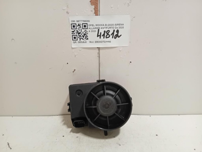 Sirena Allarme Antifurto 9677756080 Opel Mokka B 2020