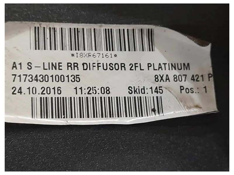 Spoiler Paraurti POST 8XA807421P Audi A1 8XF Sportback 2015