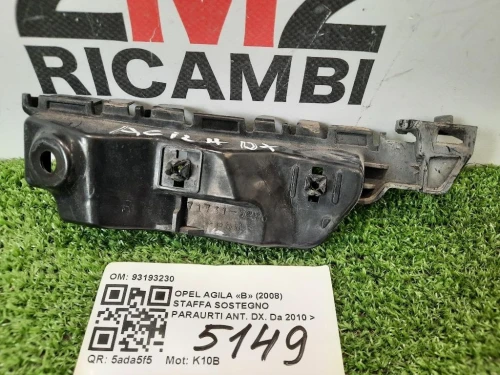 Staffa Sostegno Paraurti ANT DX 93193230 Opel Agila B 2008