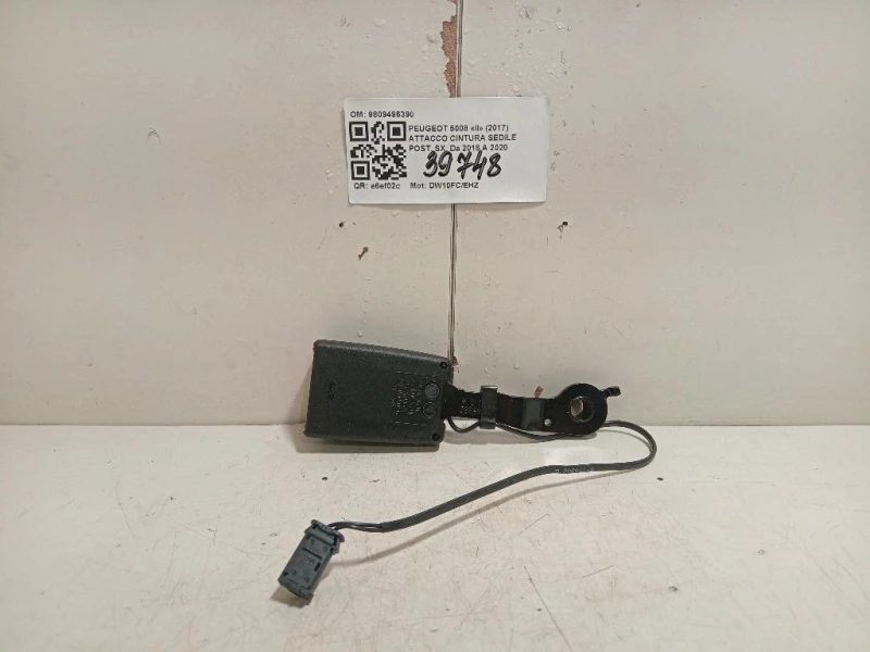 Attacco Cintura Sedile POST SX 9809496390 Peugeot 5008 II 2017
