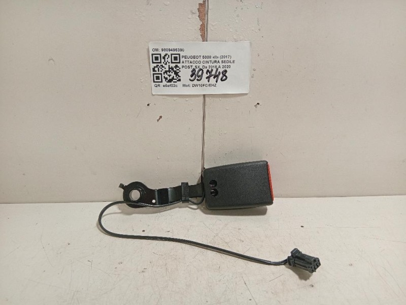 Attacco Cintura Sedile POST SX 9809496390 Peugeot 5008 II 2017