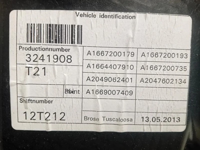 Motorino Alzacristallo Porta ANT SX A1669060201 Mercedes Classe ML W166 2012