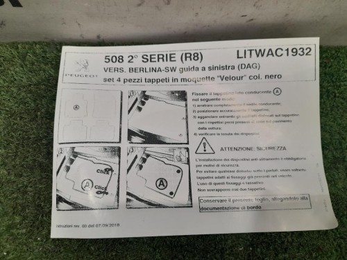 Tappetini Moquette ORIGINALI LITWAC1932 Peugeot 508 II 2018