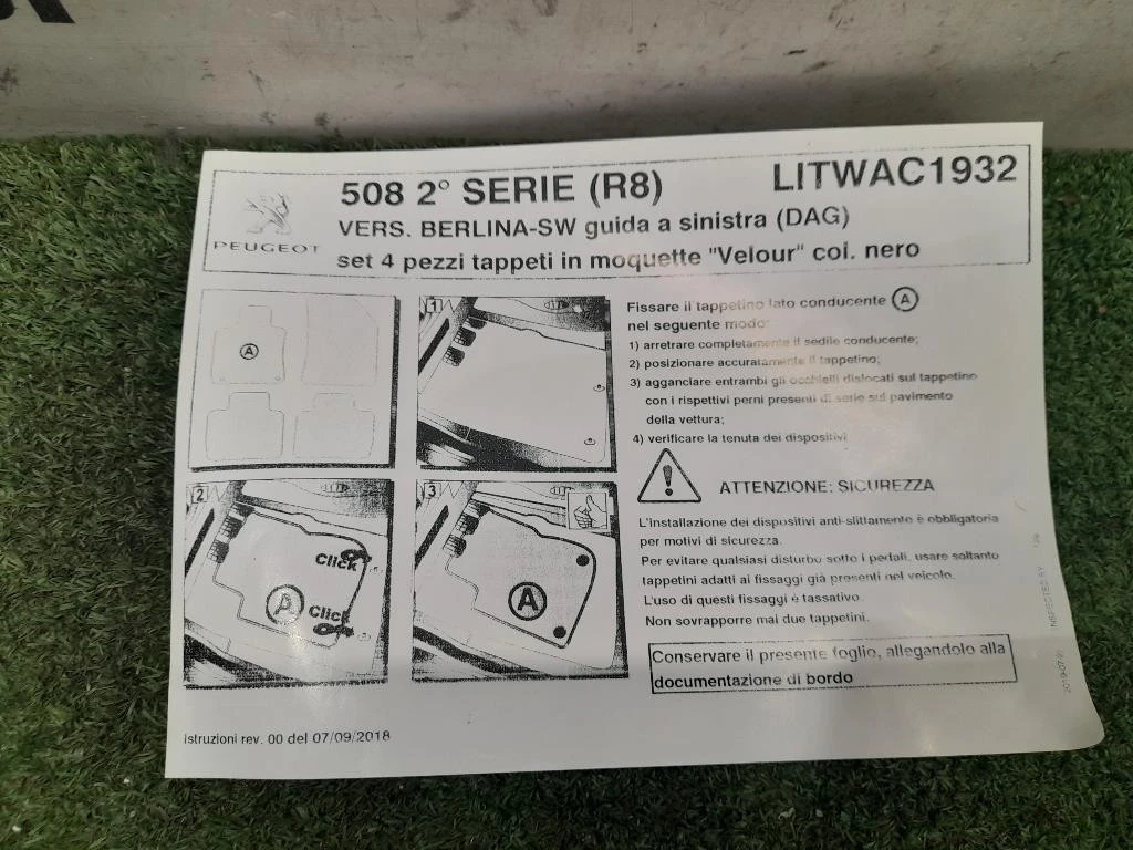 Tappetini Moquette ORIGINALI LITWAC1932 Peugeot 508 II 2018