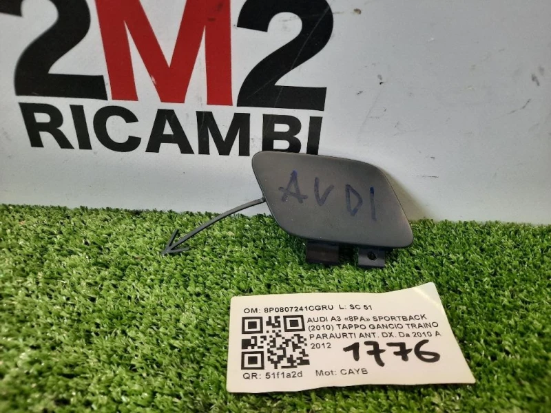 Tappo Gancio Traino Paraurti ANT DX 8P0807241CGRU Audi A3 8PA Sportback 2010