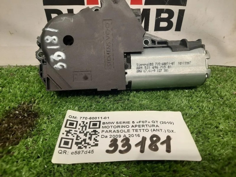 Motorino Apertura Parasole Tetto ANT DX 770-60011-01 Bmw Serie 5 F07 GT 2010