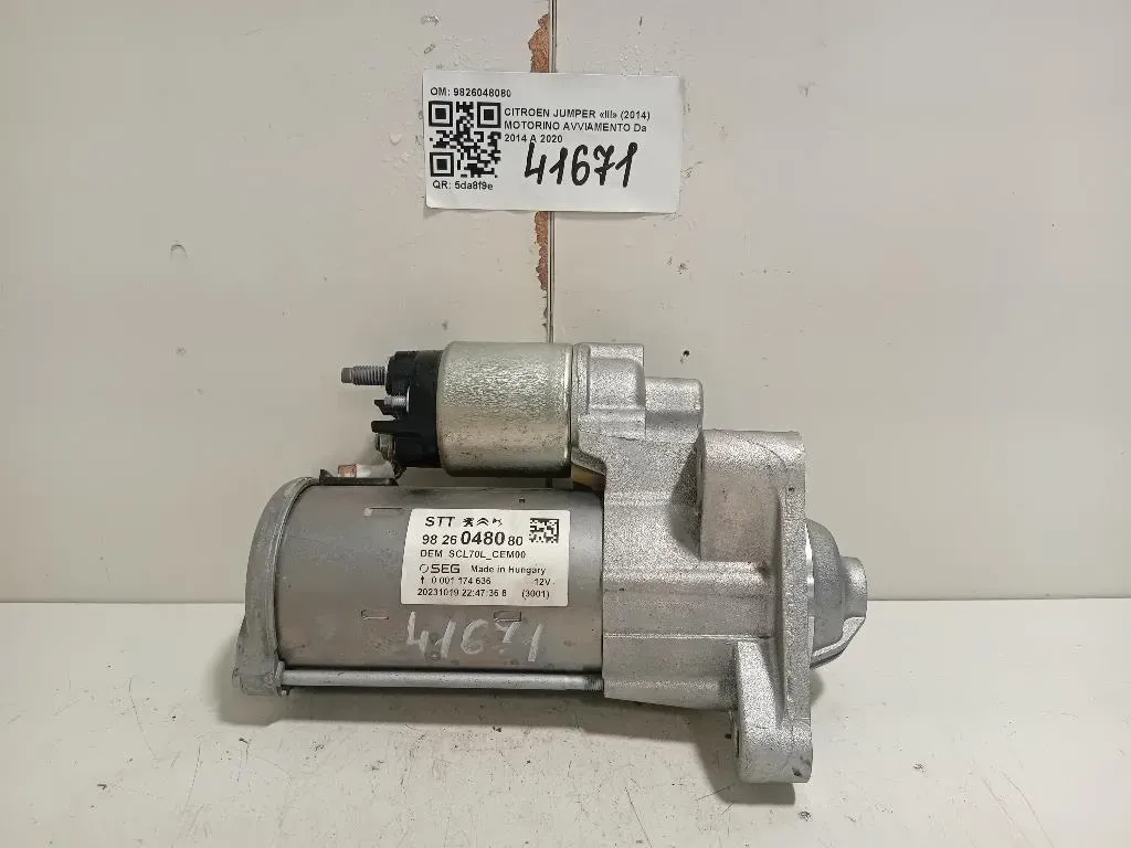 Motorino Avviamento 9826048080 Citroen Jumper III 2014