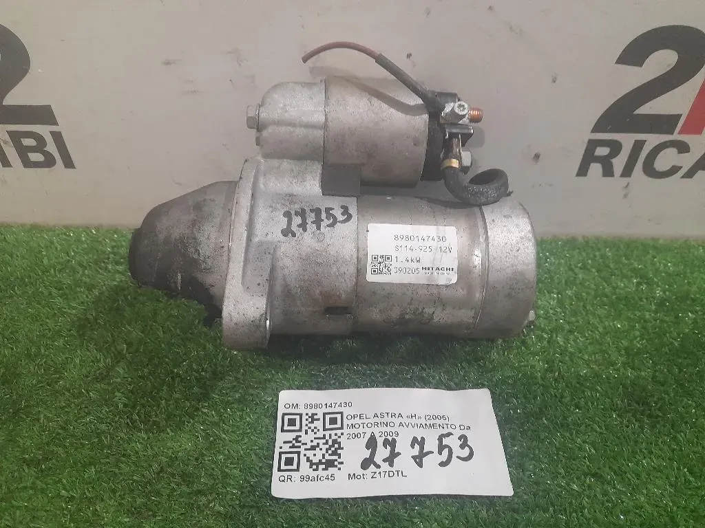 Motorino Avviamento 8980147430 Opel Astra H 2005